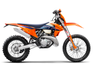 Die KTM Offroad-Motorrad mit modernem Design und leistungsstarkem Motor, ideal für Abenteuer und Trails.