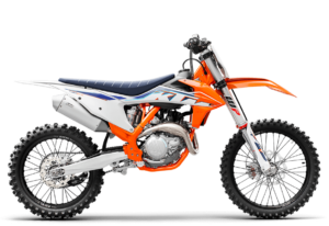 Ein modernes KTM-Motorrad in orange und weiß, ideal für Offroad-Abenteuer und erhältlich bei GST-Berlin GmbH.