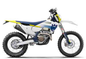 Husqvarna Enduro-Motorrad in modernem Design mit leistungsstarkem Motor und geländetauglicher Ausstattung, ideal für Offroad-Abenteuer.