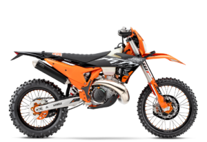 Das Bild zeigt ein KTM-Motorrad im Offroad-Stil, ideal für Abenteuer und Gelände.
